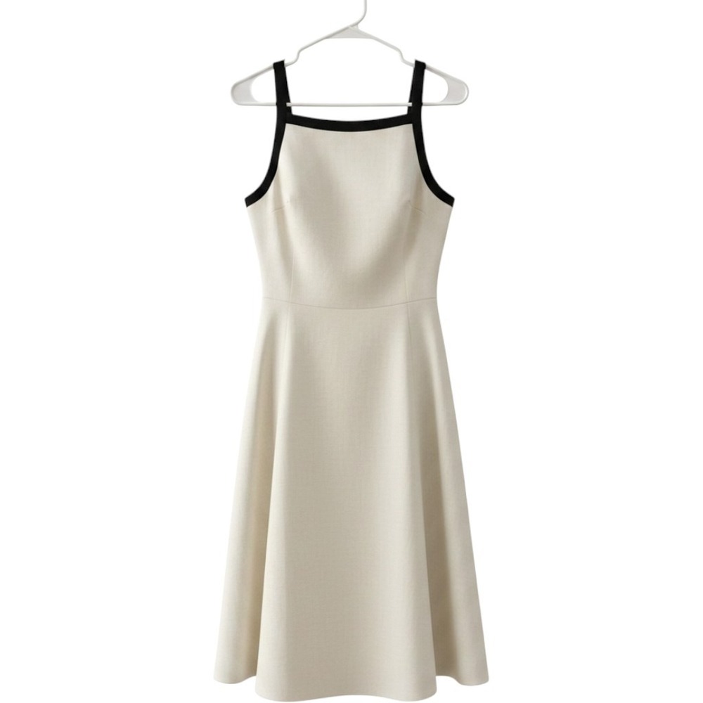 Lauren Ralph Lauren Womens 18W Linen Colorblock MidiDress Cream Black Sleeveless